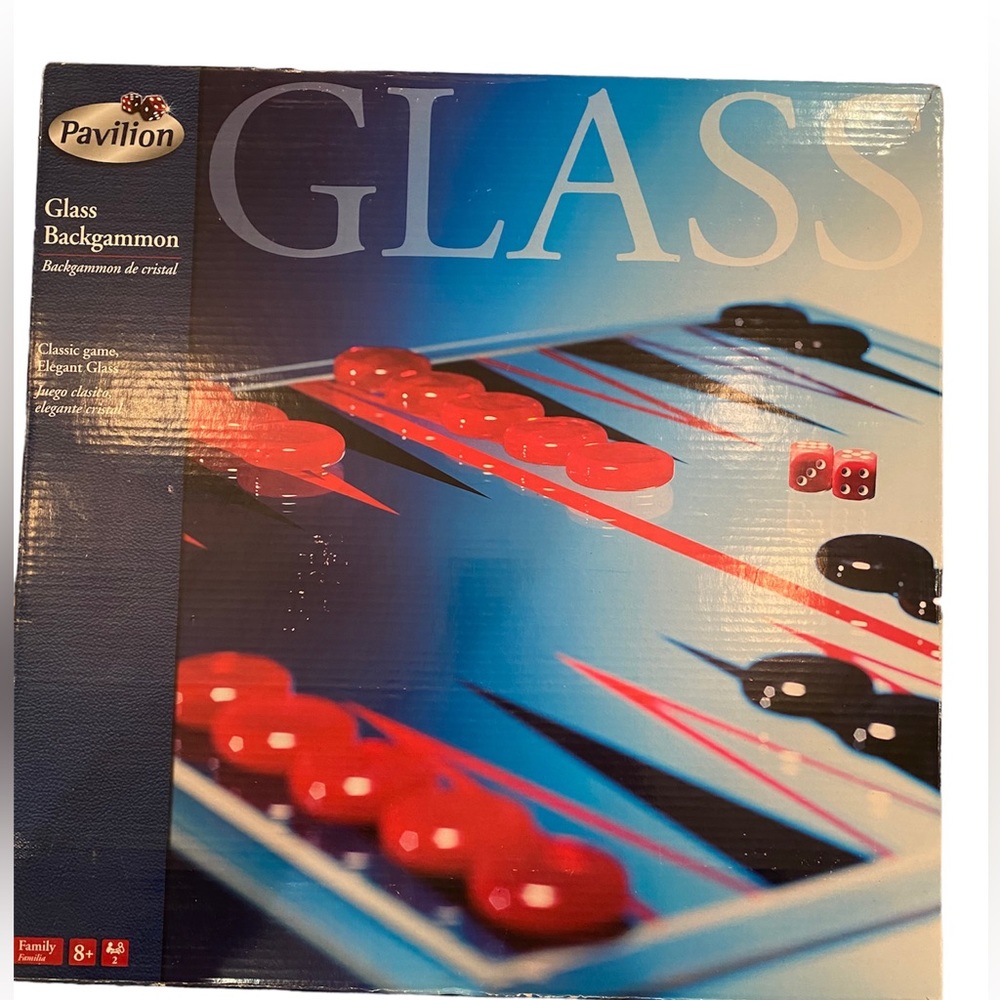 New With Box Pavilion Glass Backgammon Classic Game